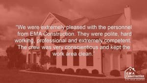 Quote from an EMA Construction James Hardie customer, "We were extremely pleased with the personnel from EMA Construction. They were polite, hard working, professional and extremely competent. The crew was very conscientious and kept the work area clean."